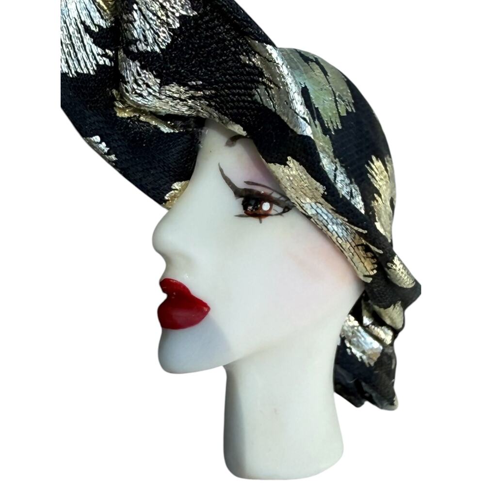 Vintage Woman Lady Face Profile Hat Brooch Hand Painted Art Deco Flapper Pin - Picture 4 of 4